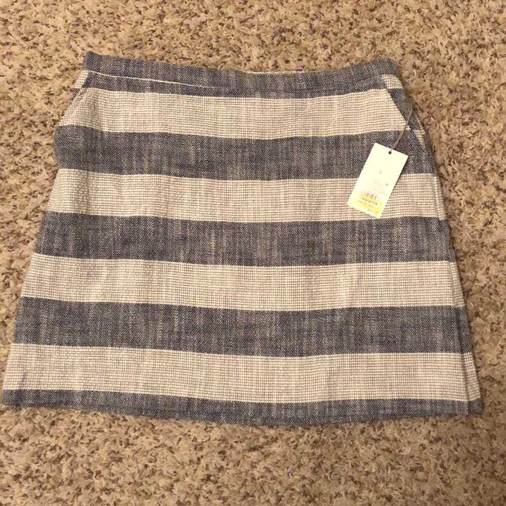 A New Day Navy Stripe Pocketed Skirt